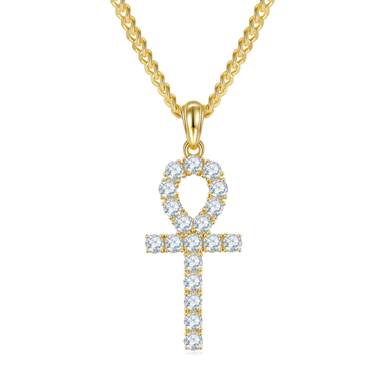 Fashion十字架NecklaceS925银PendantMoissanite3.0mmD级